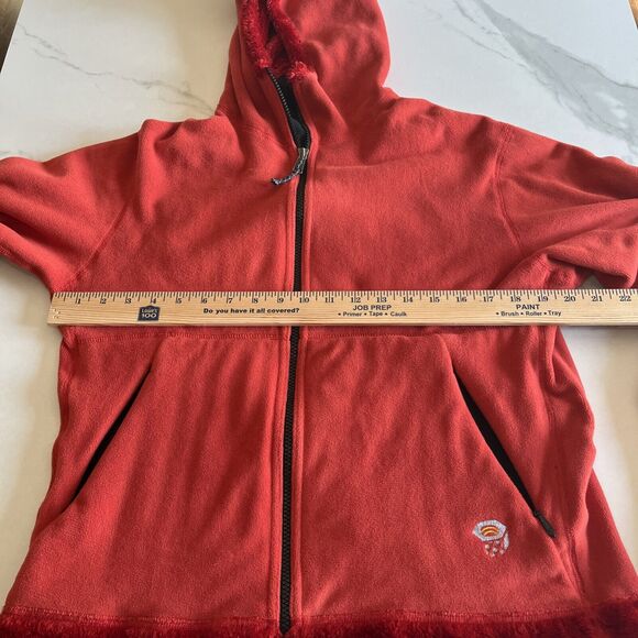 Mountain Hardwear Orange Faux Fur Fleece Jacket Hooded Full Zip Womens Size M - Picture 5 of 16